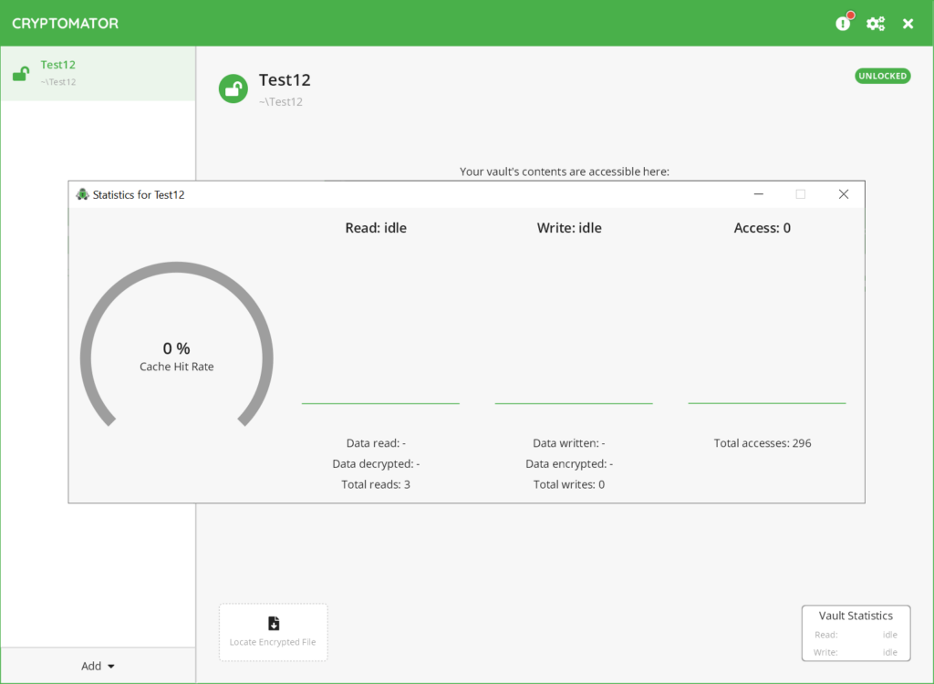 Cryptomator Connection statistics