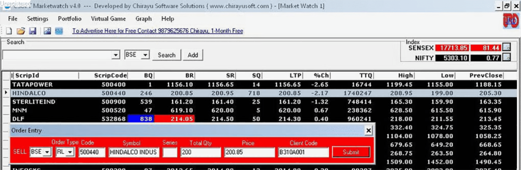 CSOFT Marketwatch Order creation