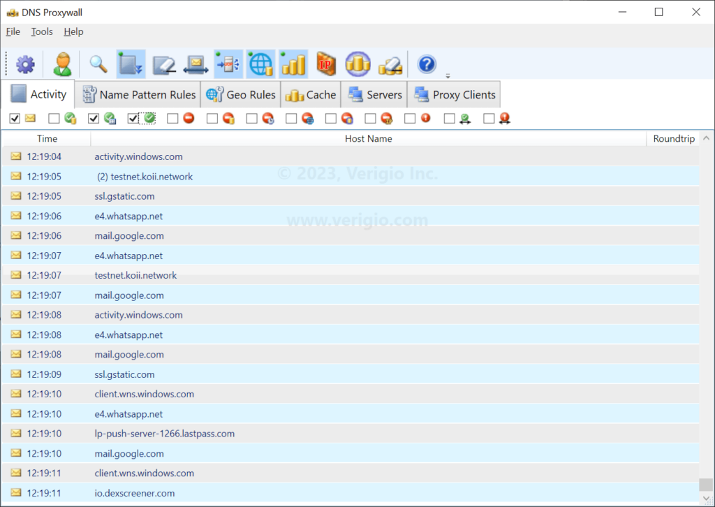 DNS Proxywall Activity monitor