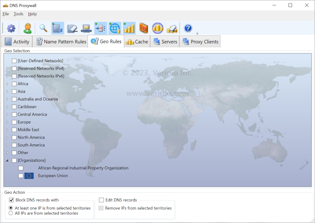 DNS Proxywall Geo restrictions