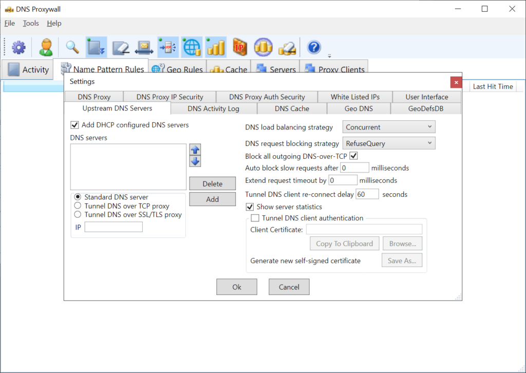 DNS Proxywall Network settings