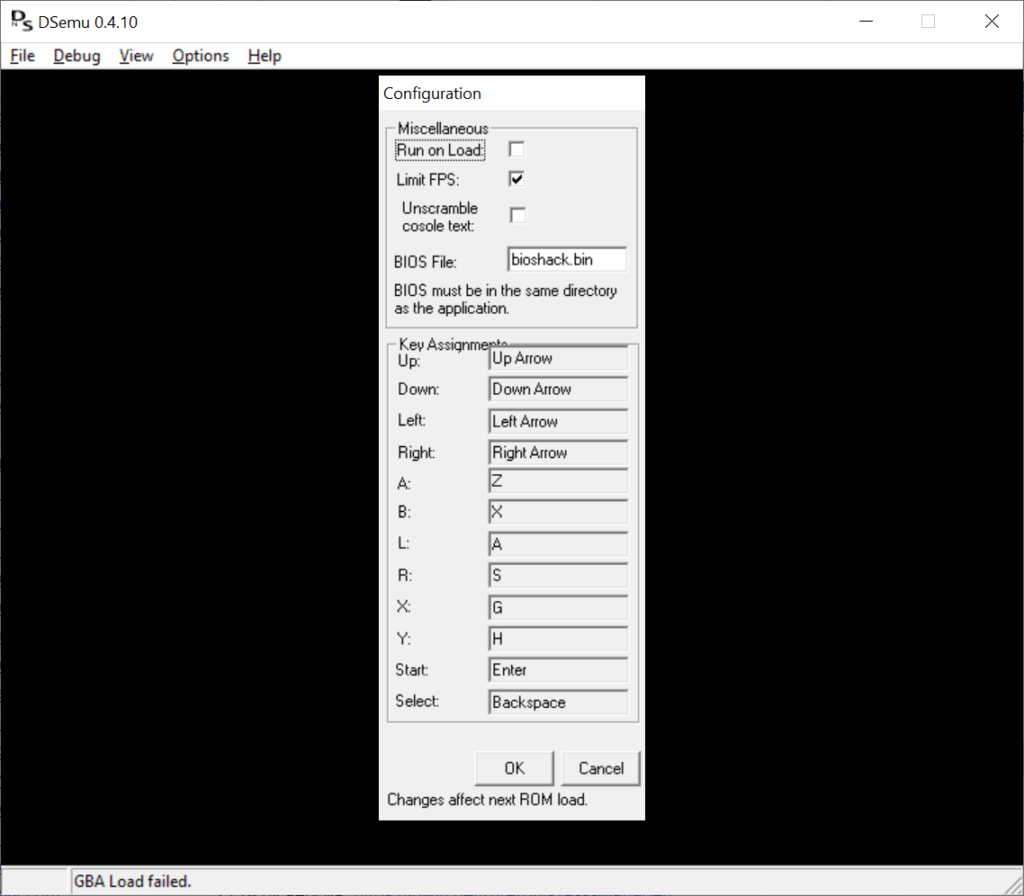 DSEmu Configuration menu