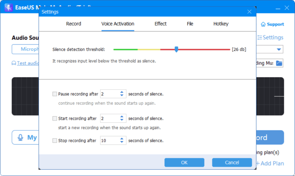 EaseUS MakeMyAudio Voice activation