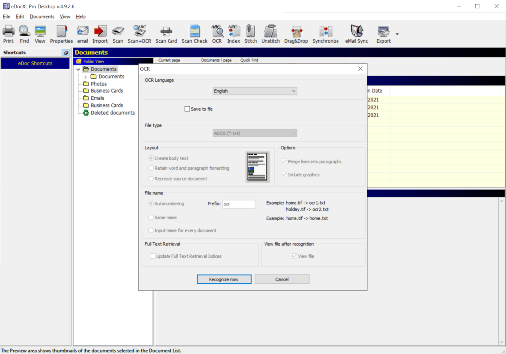 eDocXL Pro OCR capabilities
