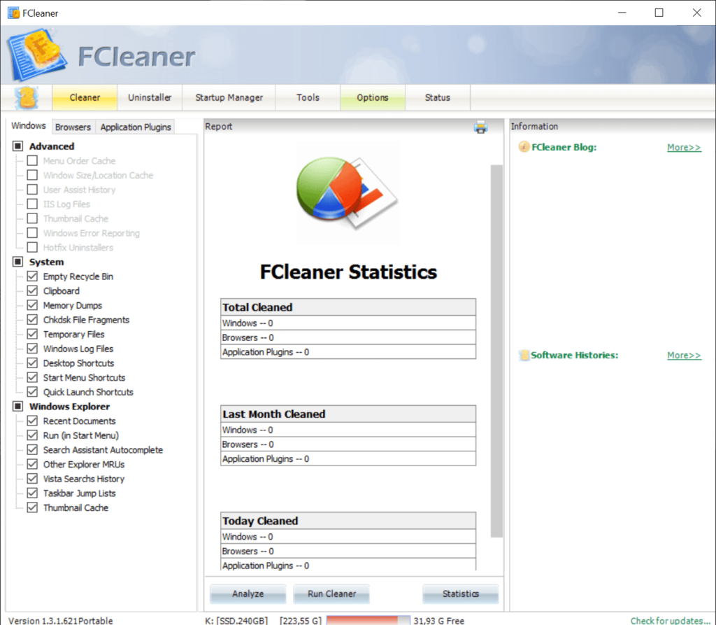 FCleaner System optimization