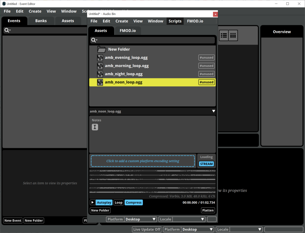FMOD Studio Imported assets