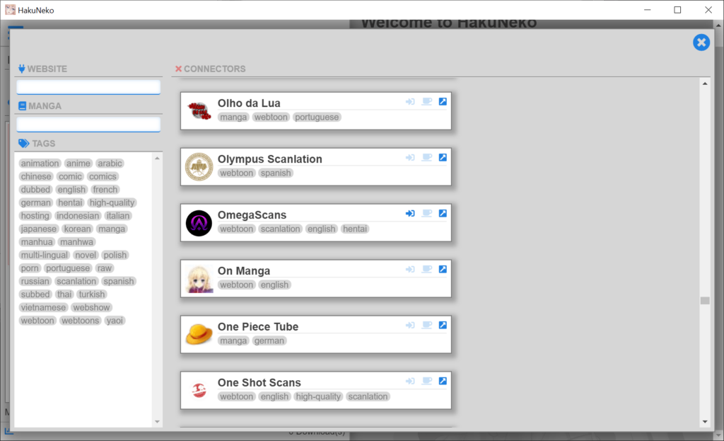 HakuNeko Available sources