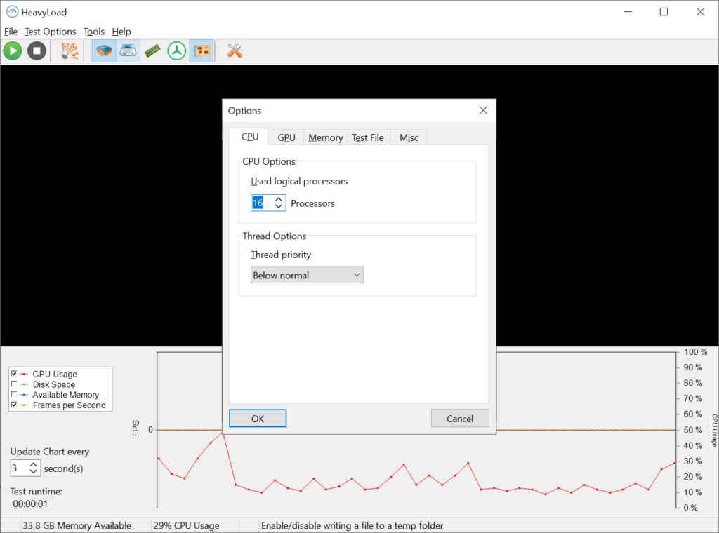 HeavyLoad CPU parameters