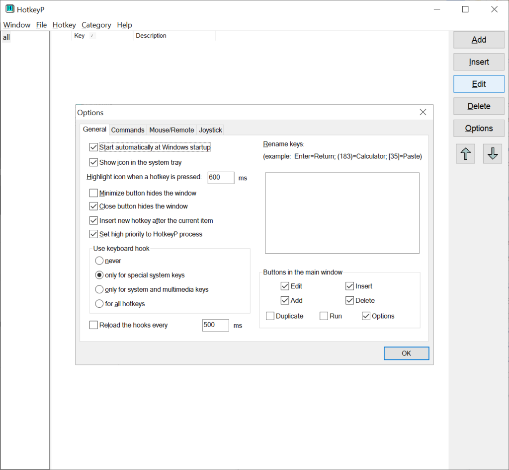 HotkeyP Options menu