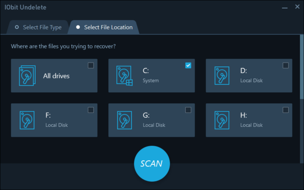 IObit Undelete Detected partitions