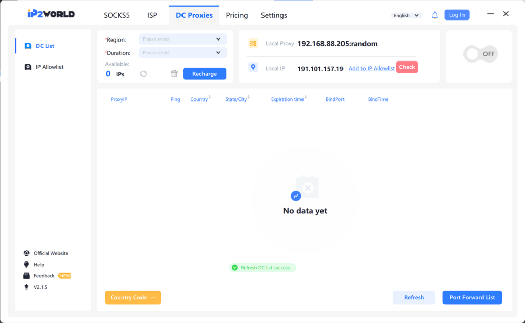 IP2 S5 Manager Proxy list