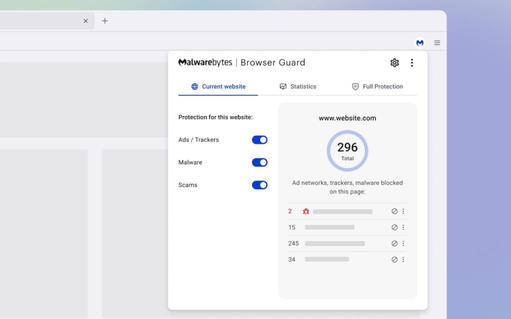 Malwarebytes Browser Guard Protection settings