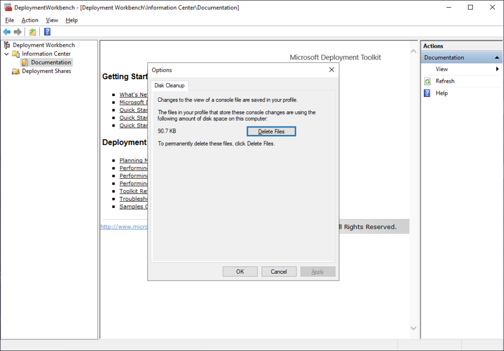 Microsoft Deployment Toolkit Disk cleanup