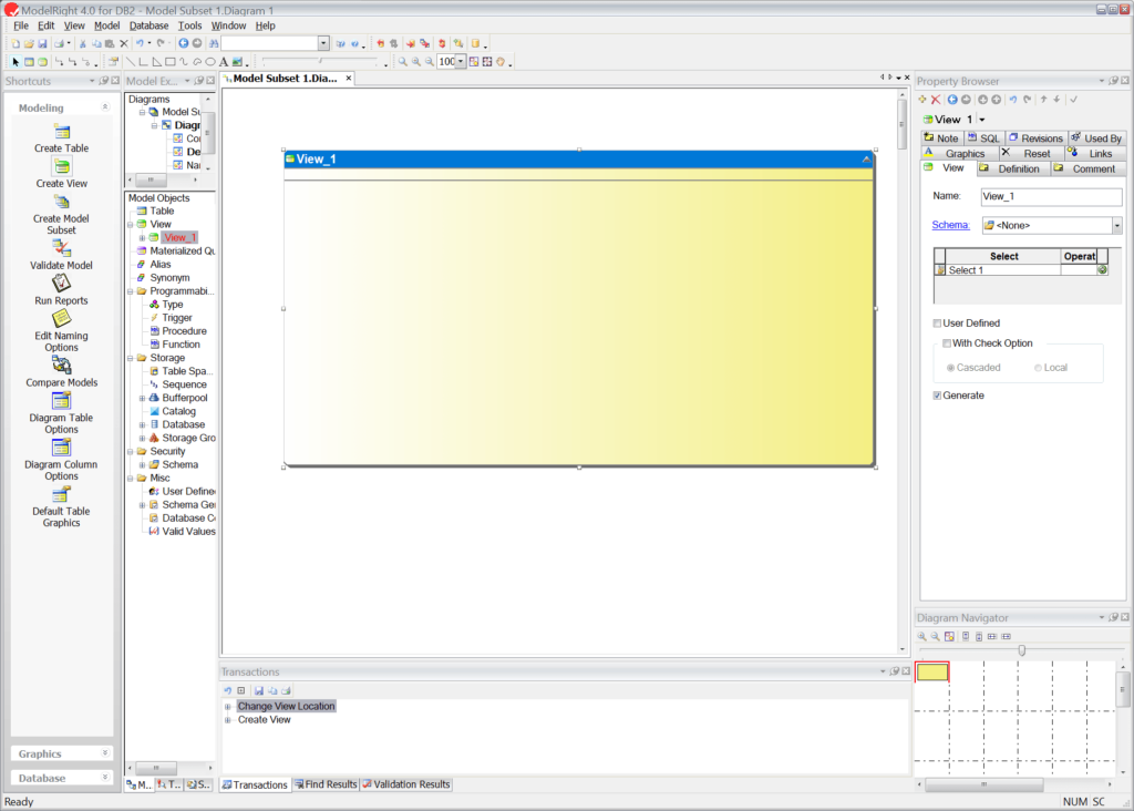 ModelRight for DB2 Database creation