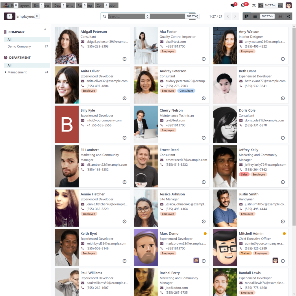 Odoo Employee list