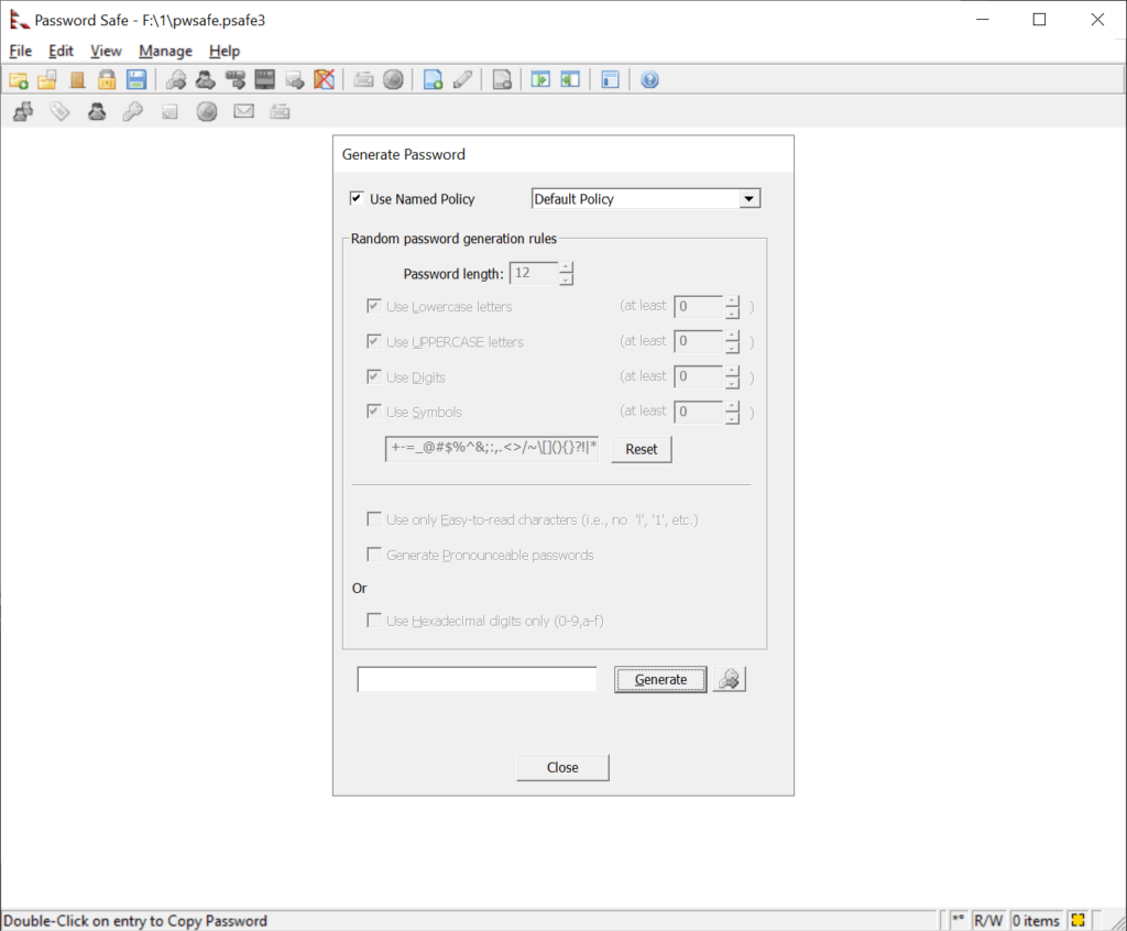 Password Safe Keyphrase generation