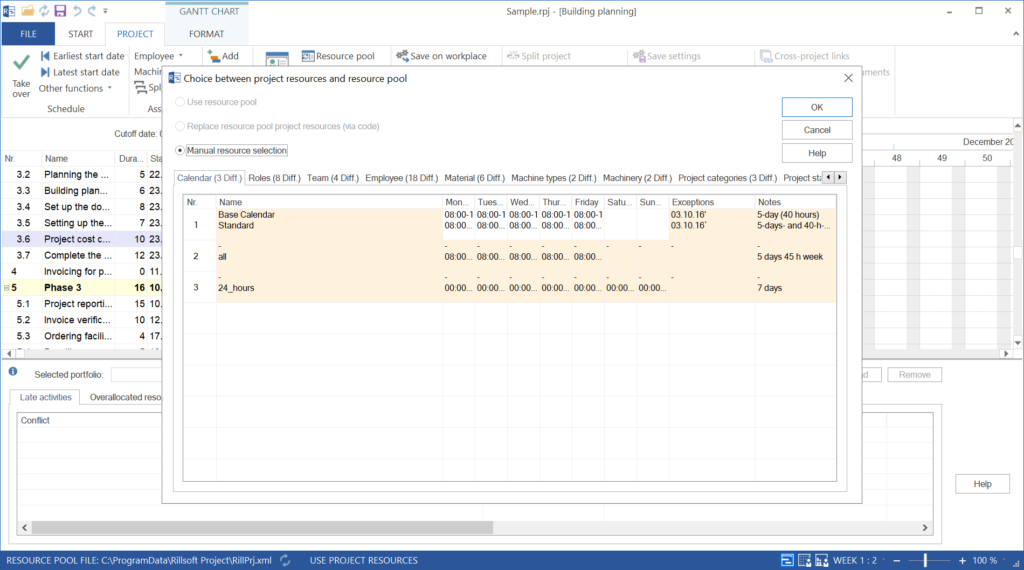 Rillsoft Project Resource pool