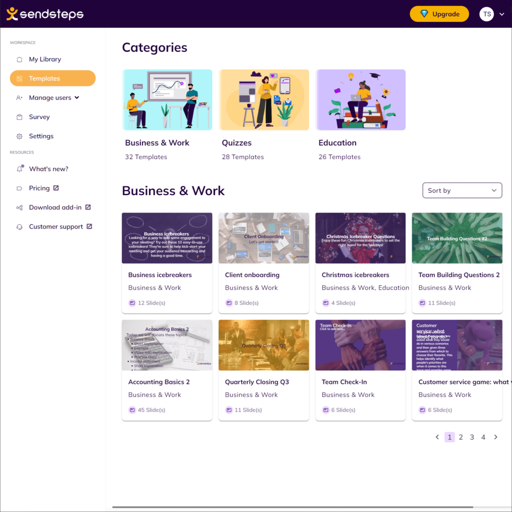 Sendsteps Business templates