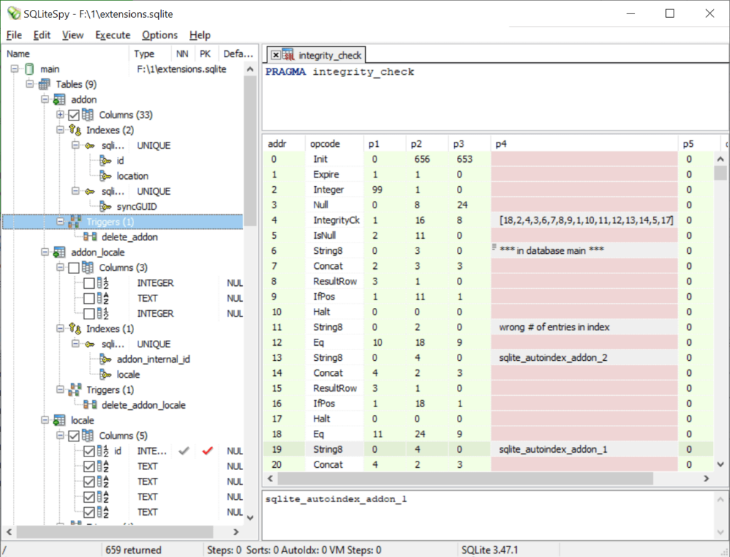 SQLiteSpy Database exploration