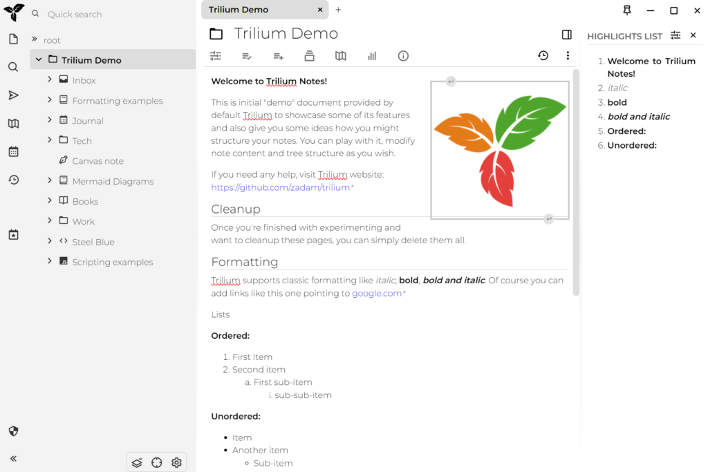 Trilium Notes Sample document