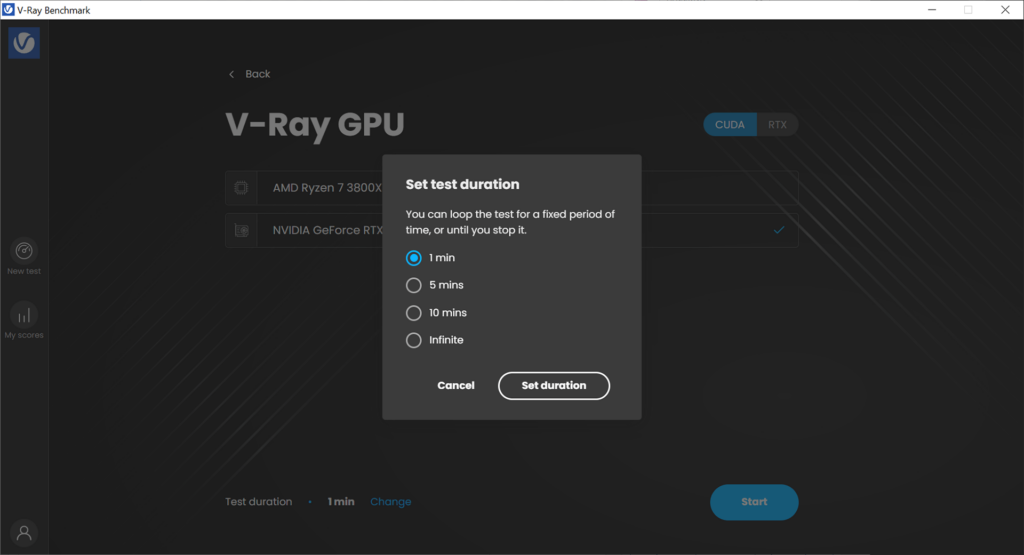 V-Ray Benchmark Test duration