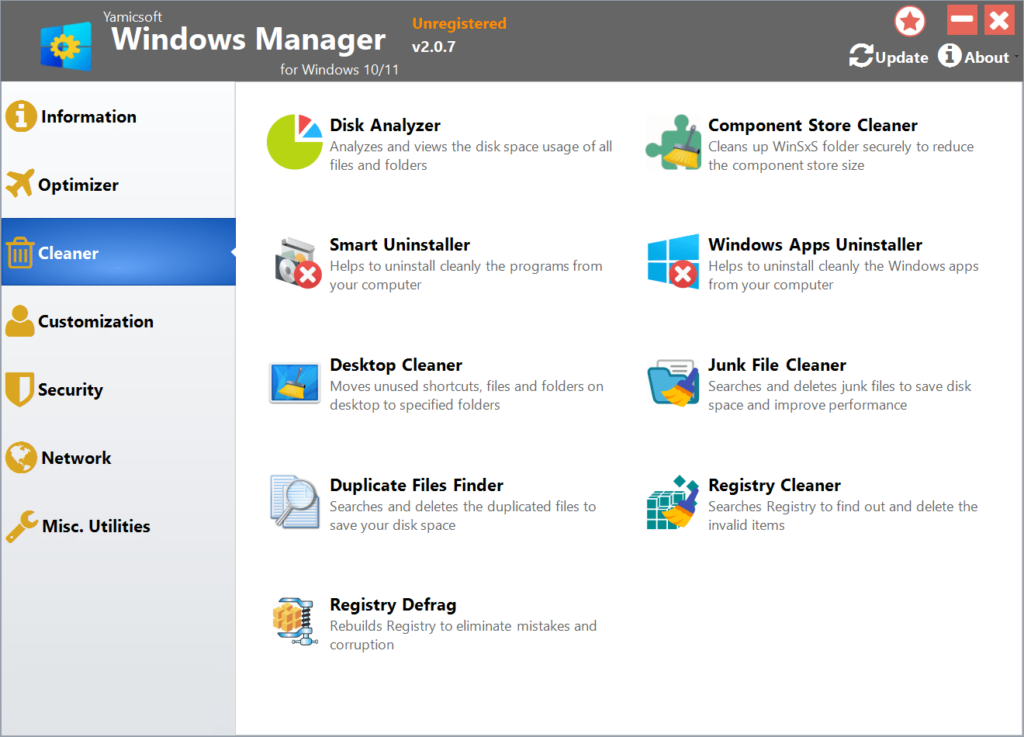 Windows 11 Manager System cleanup