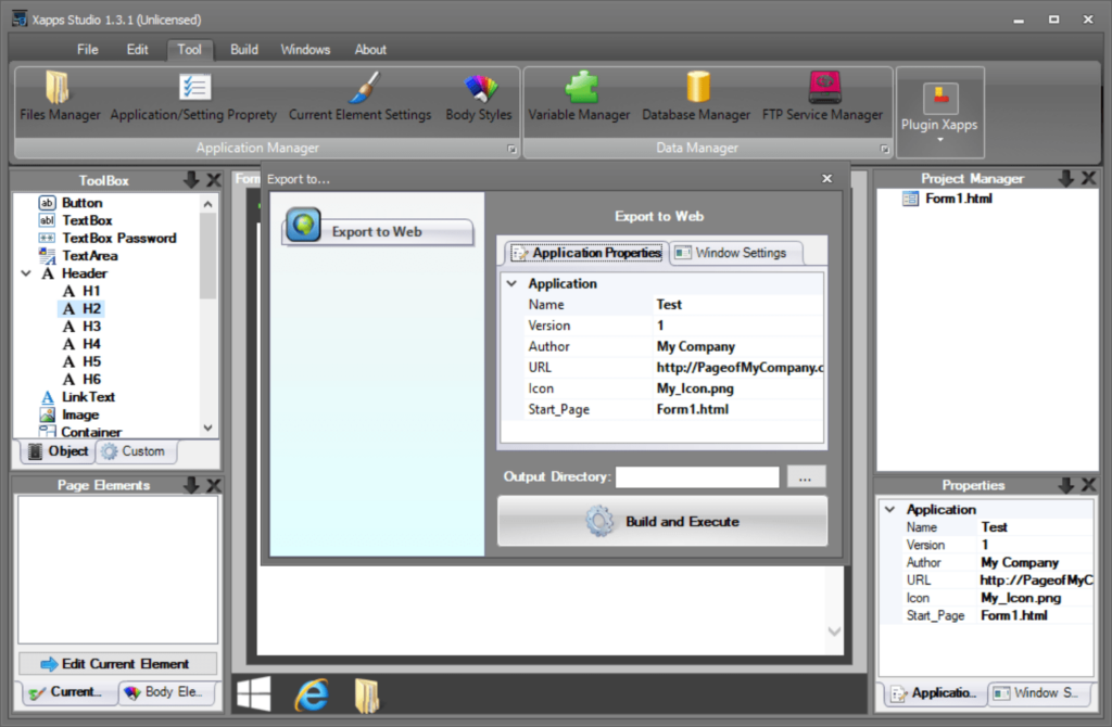 Xapps Studio Web export