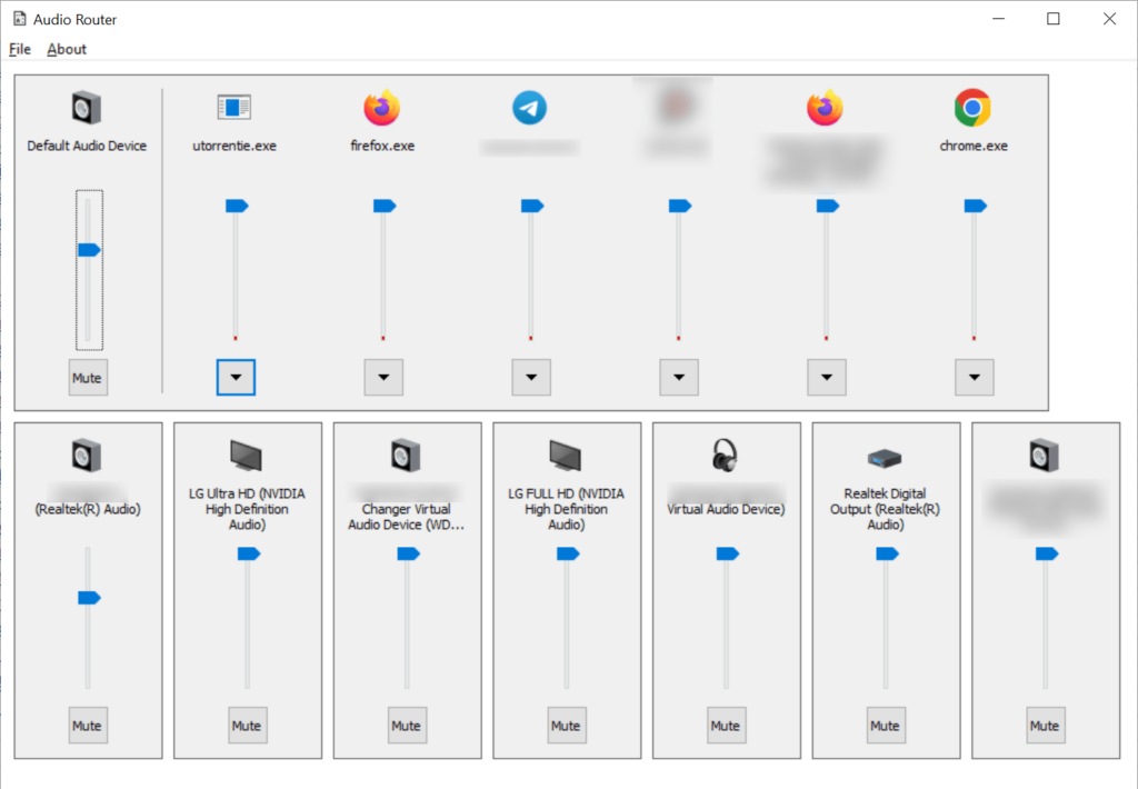 Audio Router Detected output devices