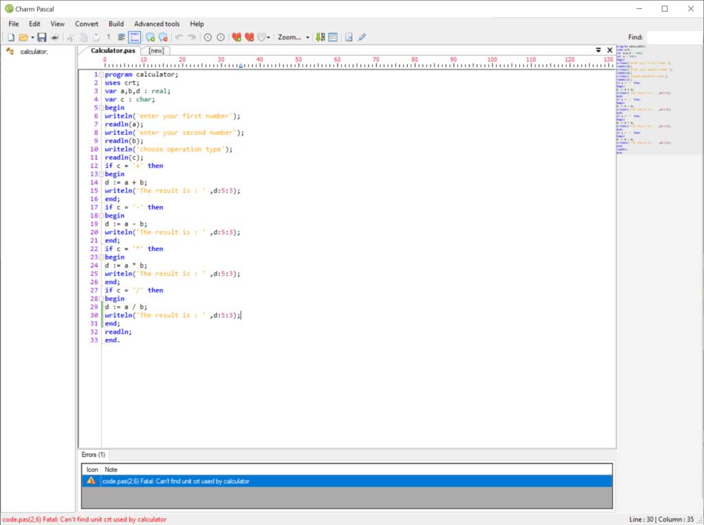 Charm Pascal Code editor