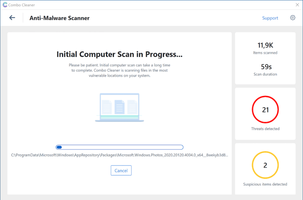 Combo Cleaner System scan