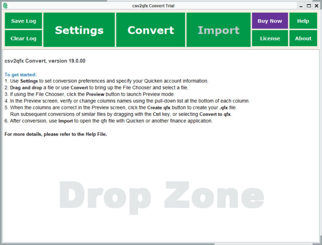 CSV2QFX Converter Usage instructions