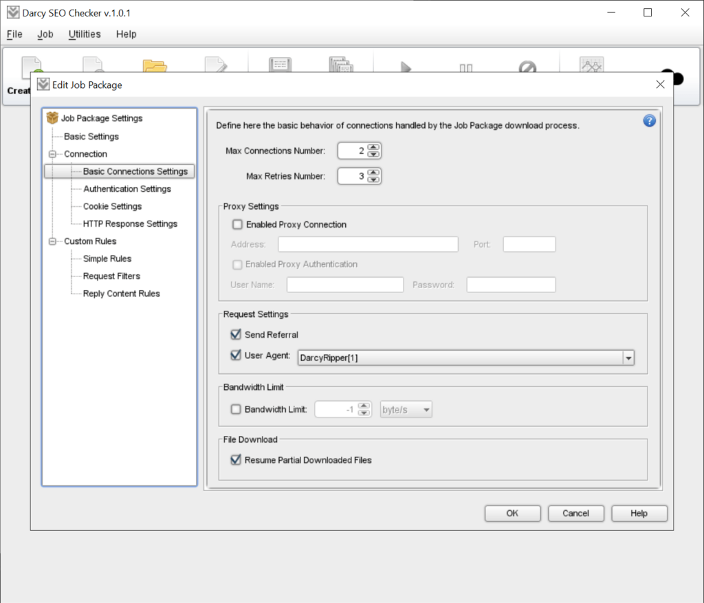 Darcy SEO Checker Connection settings