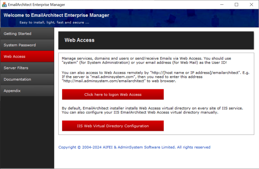 EmailArchitect Email Server Web access