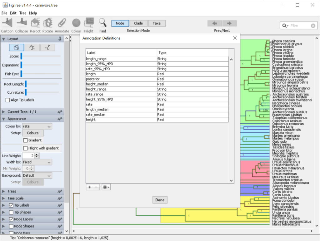 FigTree Annotation definitions