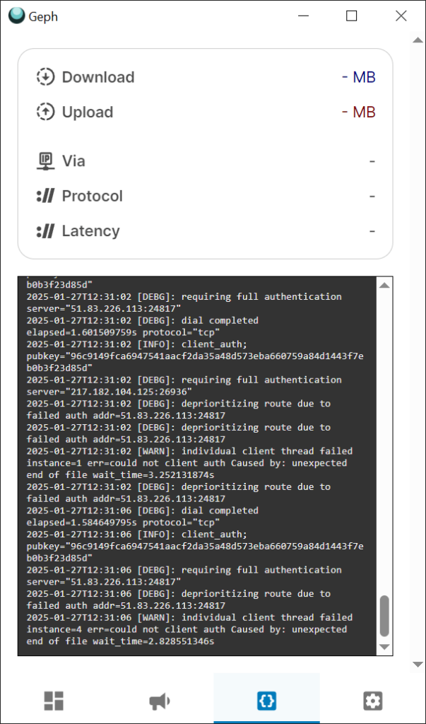 Geph Connection log