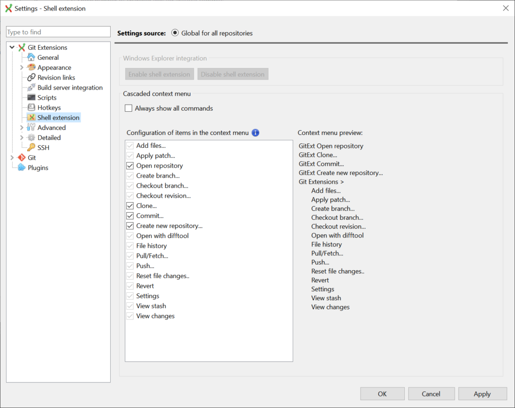 Git Extensions Shell integration