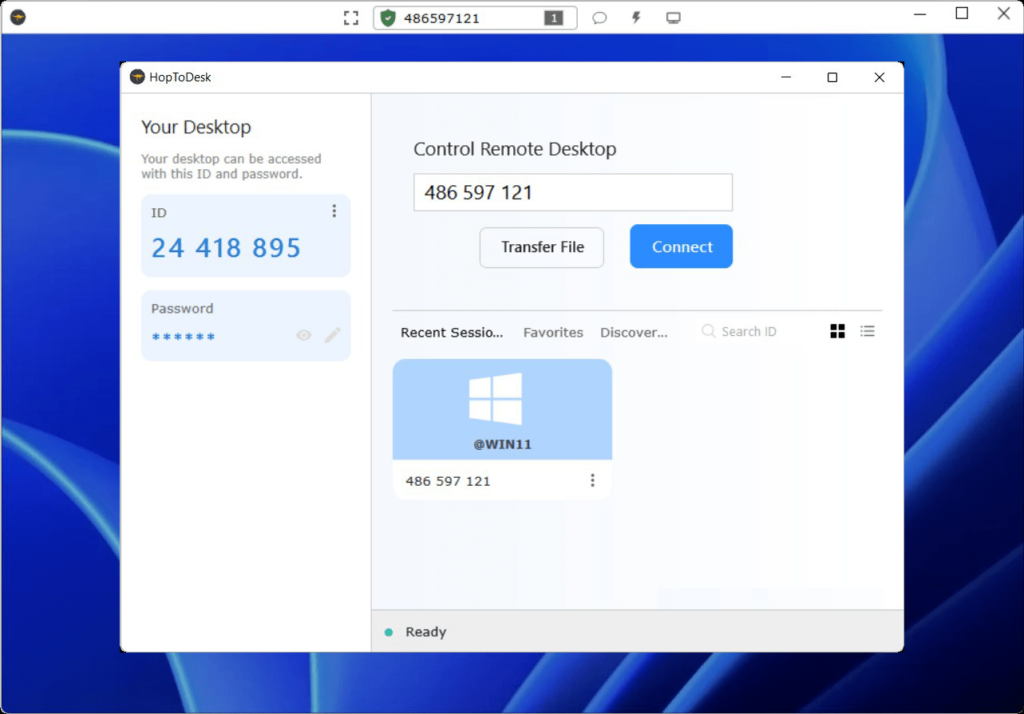 HopToDesk Authentication credentials