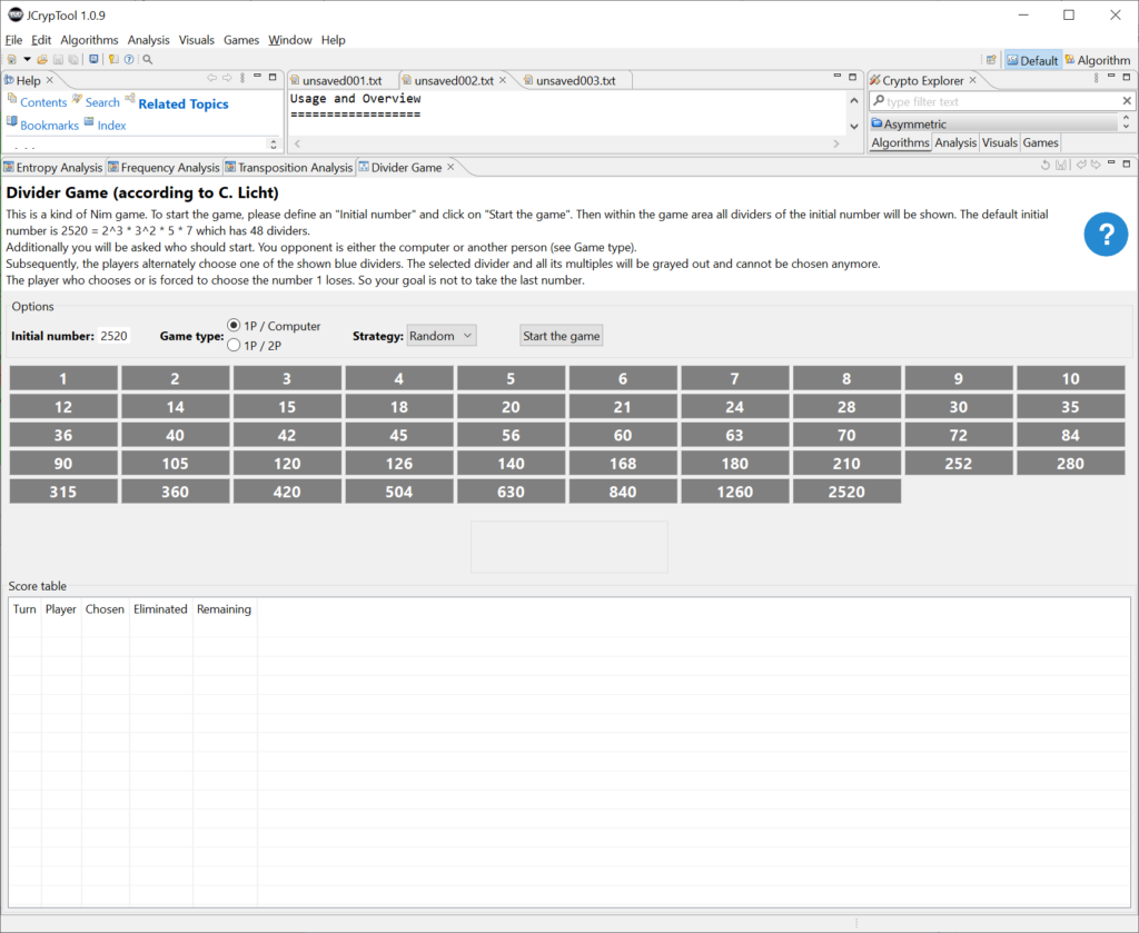 JCrypTool Divider game