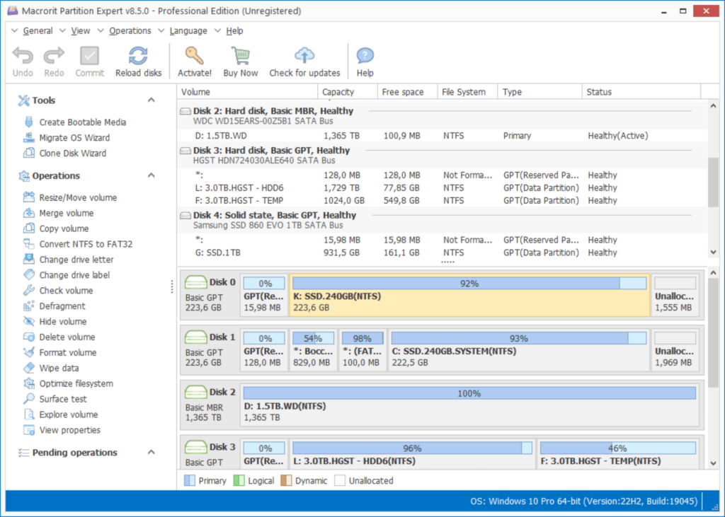 Macrorit Partition Expert Detected disks