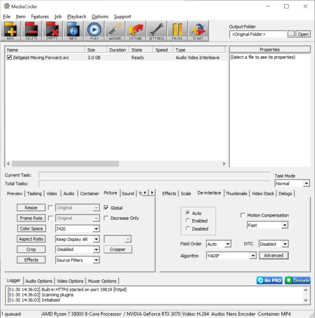 MediaCoder Image properties