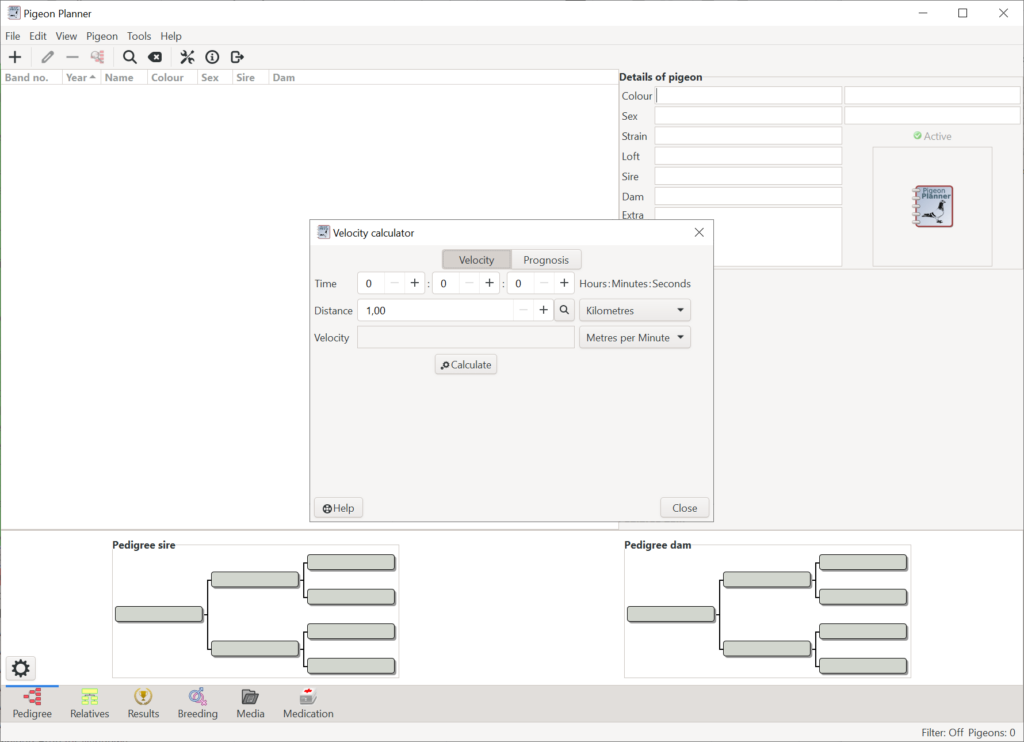 Pigeon Planner Velocity calculator