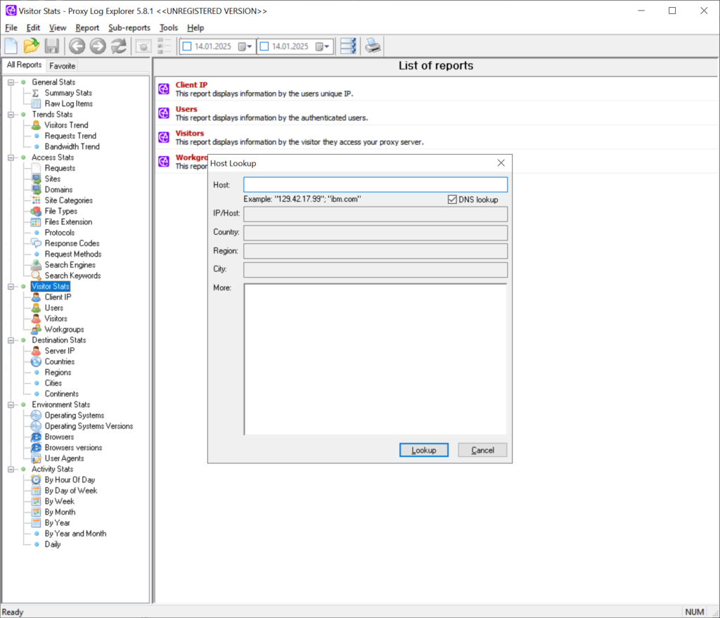 Proxy Log Explorer Host lookup