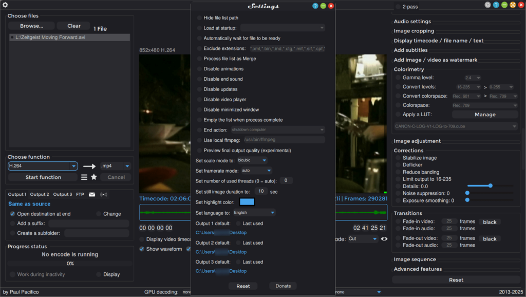 Shutter Encoder Program configuration