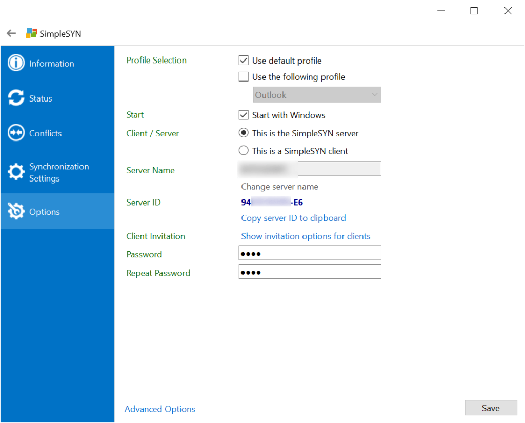 SimpleSYN General options