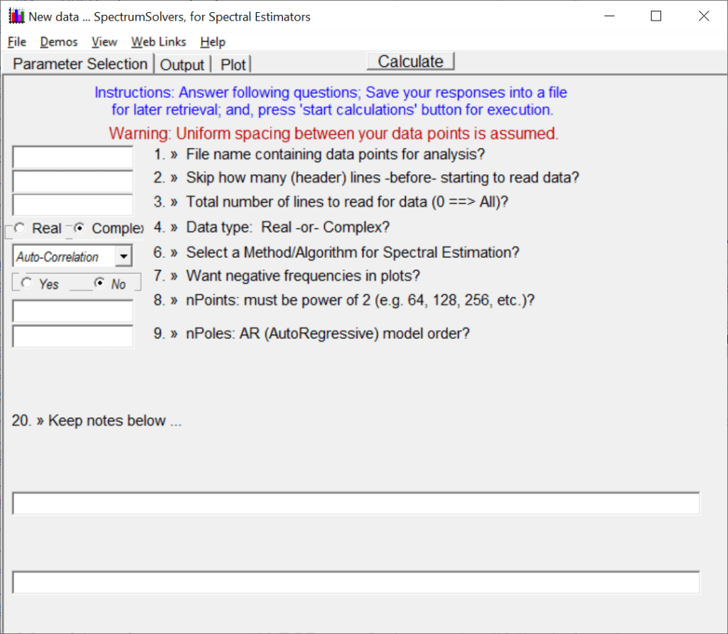 SpectrumSolvers Parameter selection