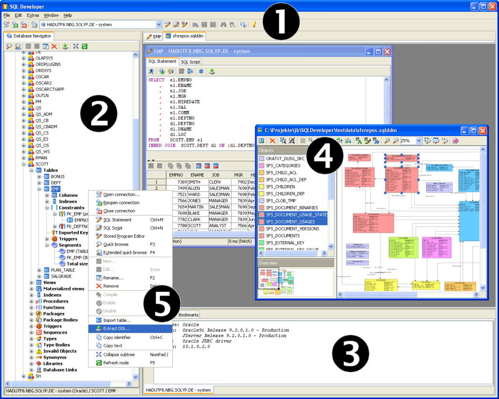 SQL Developer Main interface