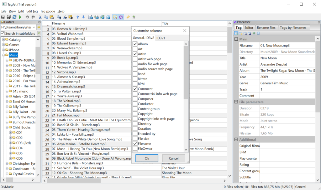 TagJet Column selection