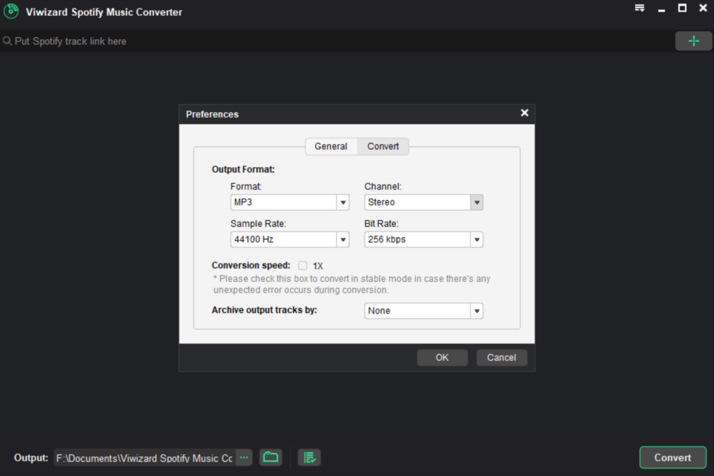 TunesKit Spotify Music Converter Output settings