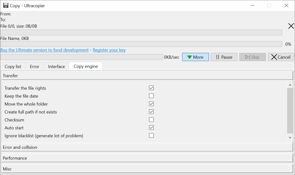 Ultracopier Progress monitoring