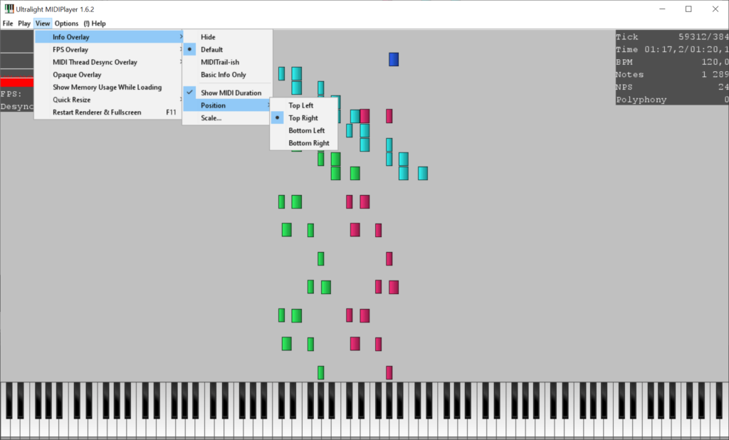 Ultralight MIDIPlayer Overlay settings